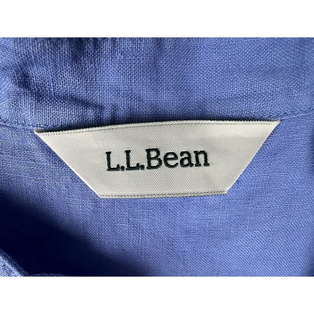 L.L.Bean‎ Womens Blue 100% Linen Sleeveless Shirt Dress Size 10 Reg Effortless - Picture 10 of 13